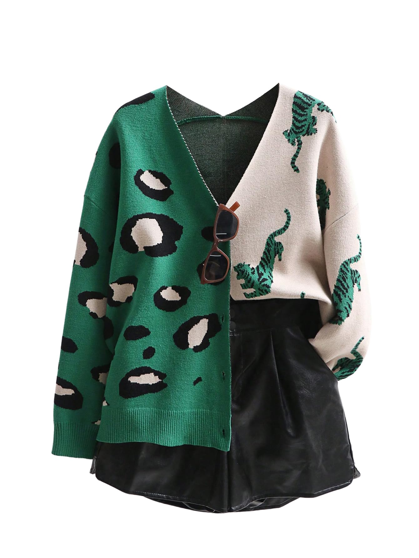 Suéter Con Cuello En V Y Estampado De Tigre De Leopardo Para Mujer, Wdirara - Venta Internacional.