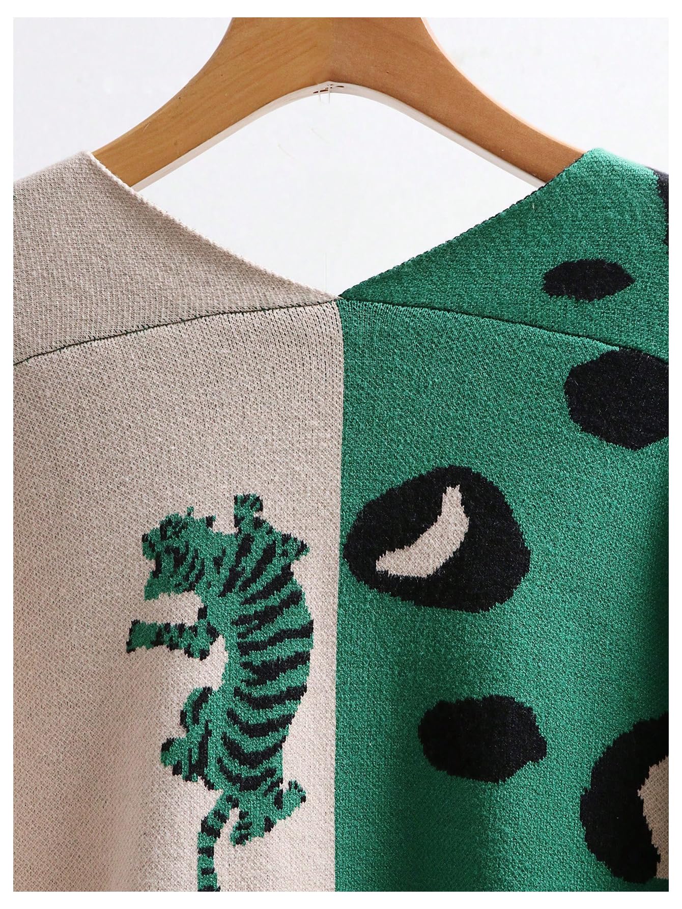 Foto 8 pulgar | Suéter Con Cuello En V Y Estampado De Tigre De Leopardo Para Mujer, Wdirara - Venta Internacional.