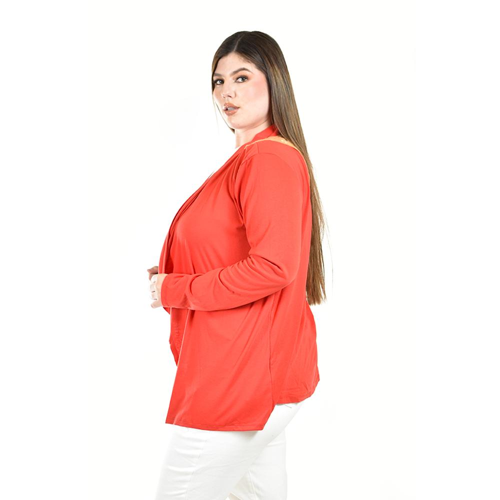 Foto 2 | Cardigan Con Detalle De Encaje Y Aplicaciones Roman Fashion /tallas Extras, 1558 (naranja) Naranja