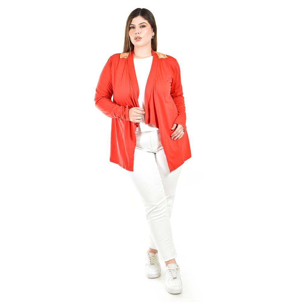 Foto 5 pulgar | Cardigan Con Detalle De Encaje Y Aplicaciones Roman Fashion /tallas Extras, 1558 (naranja) Naranja