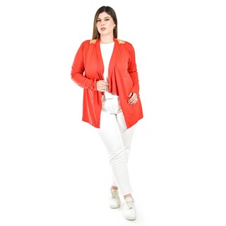 Foto 4 | Cardigan Con Detalle De Encaje Y Aplicaciones Roman Fashion /tallas Extras, 1558 (naranja) Naranja
