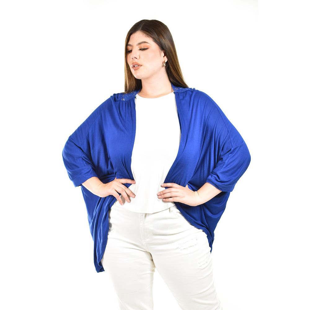 Cardigan Con Detalle De Encaje Roman Fashion /tallas Extras, 1434 (azul Rey) Azul