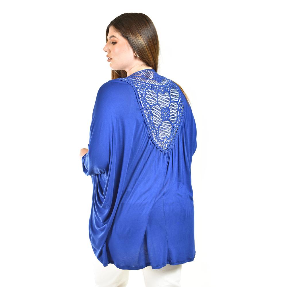 Foto 4 pulgar | Cardigan Con Detalle De Encaje Roman Fashion /tallas Extras, 1434 (azul Rey) Azul