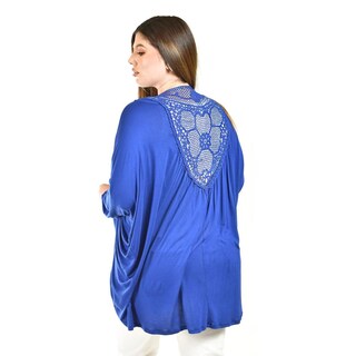 Foto 3 | Cardigan Con Detalle De Encaje Roman Fashion /tallas Extras, 1434 (azul Rey) Azul