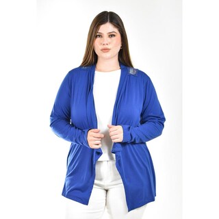 Foto 1 | Cardigan Con Detalle De Encaje Y Aplicaciones Roman Fashion /tallas Extras, 1558 (azul Rey) Azul