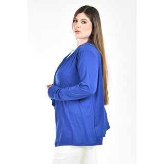 Foto 2 | Cardigan Con Detalle De Encaje Y Aplicaciones Roman Fashion /tallas Extras, 1558 (azul Rey) Azul