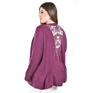 Foto 3 | Cardigan Con Detalle De Encaje Y Aplicaciones Roman Fashion /tallas Extras, 1558 (morado) Violeta