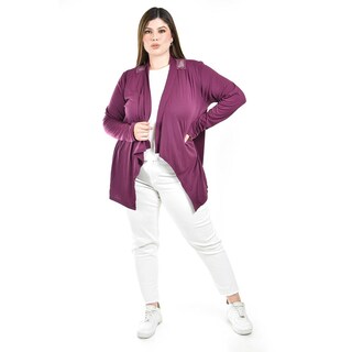 Foto 4 | Cardigan Con Detalle De Encaje Y Aplicaciones Roman Fashion /tallas Extras, 1558 (morado) Violeta