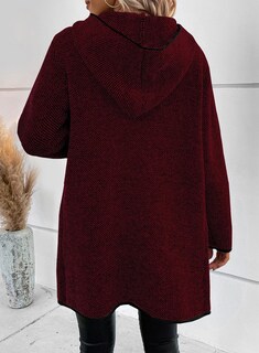 Foto 2 | Jersey Tipo Cárdigan Sidefeel 2024 Con Capucha En La Parte Delantera Abierta, Color Burdeos - Venta Internacional.