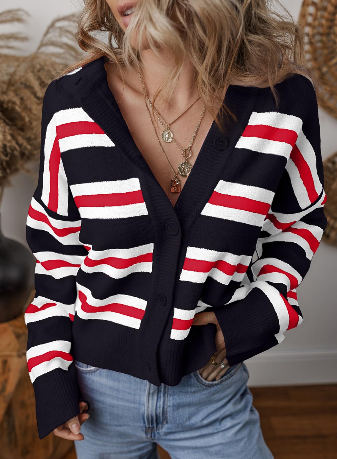 Foto 4 | Jersey Tipo Cárdigan Evaless 2024 Fashion Trend Para Mujer, Negro, Xxl - Venta Internacional.