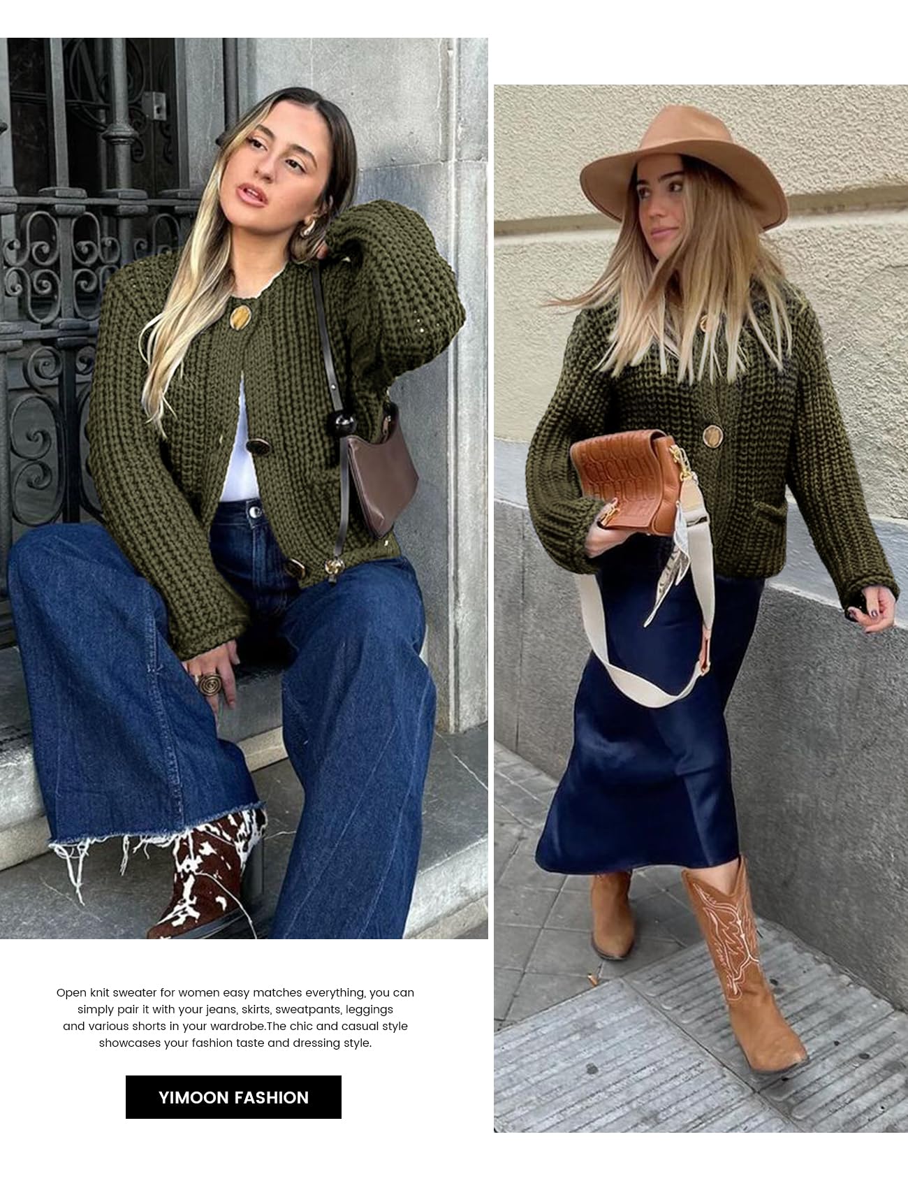 Foto 7 pulgar | Jersey Corto Tipo Cárdigan Yimoon Armygreen Para Mujer - Venta Internacional.