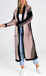 Foto 3 | Chaqueta Tipo Cárdigan Chouyatou Para Mujer, Color Bloque De Colores De Otoño - Venta Internacional.