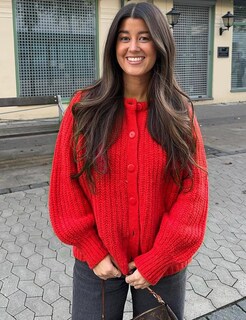 Foto 4 | Jersey Tipo Cárdigan Yimoon Para Mujer, De Punto Grueso Y2k, Rojo - Venta Internacional.