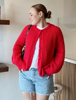 Foto 5 | Jersey Tipo Cárdigan Yimoon Para Mujer, De Punto Grueso Y2k, Rojo - Venta Internacional.