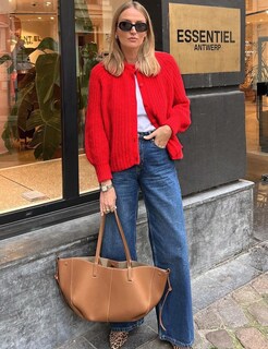 Foto 7 | Jersey Tipo Cárdigan Yimoon Para Mujer, De Punto Grueso Y2k, Rojo - Venta Internacional.