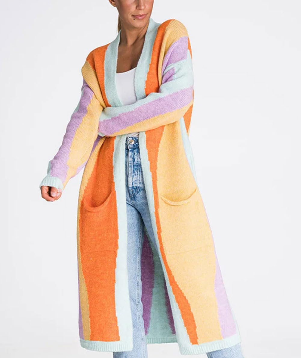 Foto 4 pulgar | Chaqueta Tipo Cárdigan Para Mujer, Chouyatou, Color Bloque De Colores Otoñales - Venta Internacional.