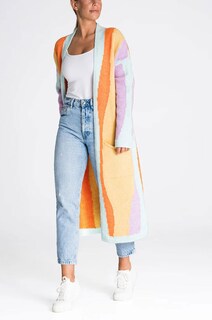 Foto 4 | Chaqueta Tipo Cárdigan Para Mujer, Chouyatou, Color Bloque De Colores Otoñales - Venta Internacional.