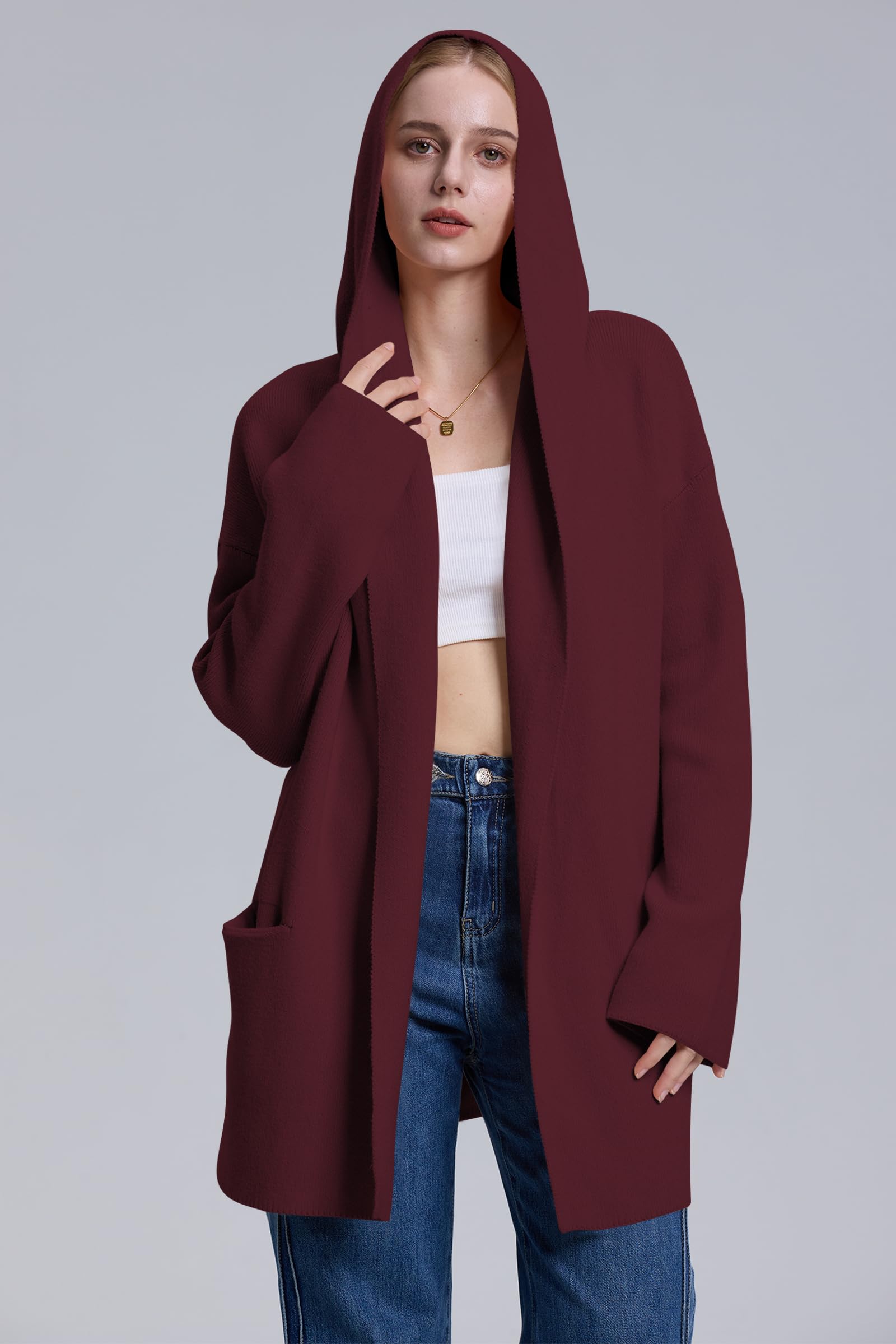 Foto 4 pulgar | Suéter Tipo Cárdigan Cakulo Ruby, Largo, Con Capucha, De Gran Tamaño, 2024, Mujer - Venta Internacional.