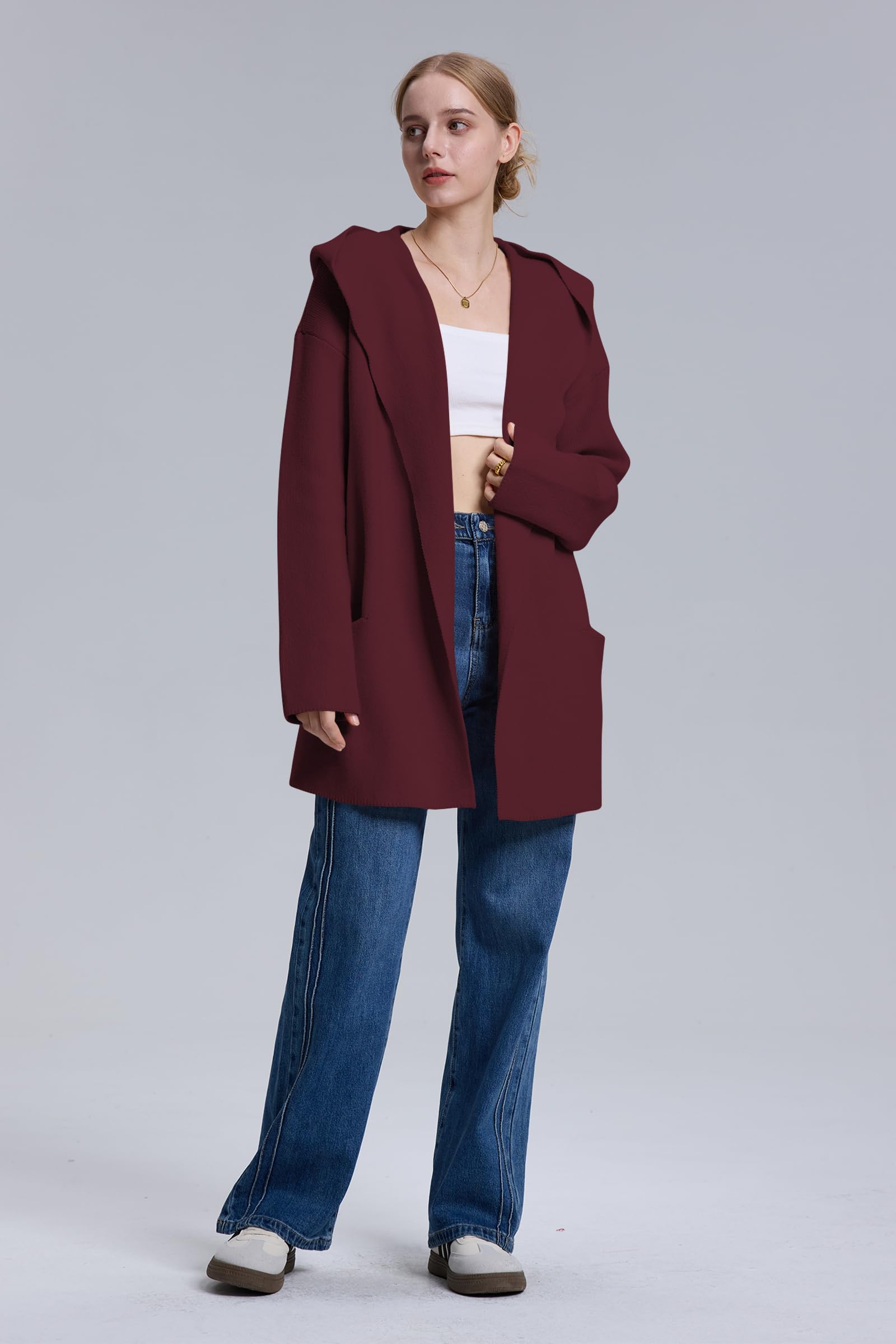 Foto 4 | Suéter Tipo Cárdigan Cakulo Ruby, Largo, Con Capucha, De Gran Tamaño, 2024, Mujer - Venta Internacional.