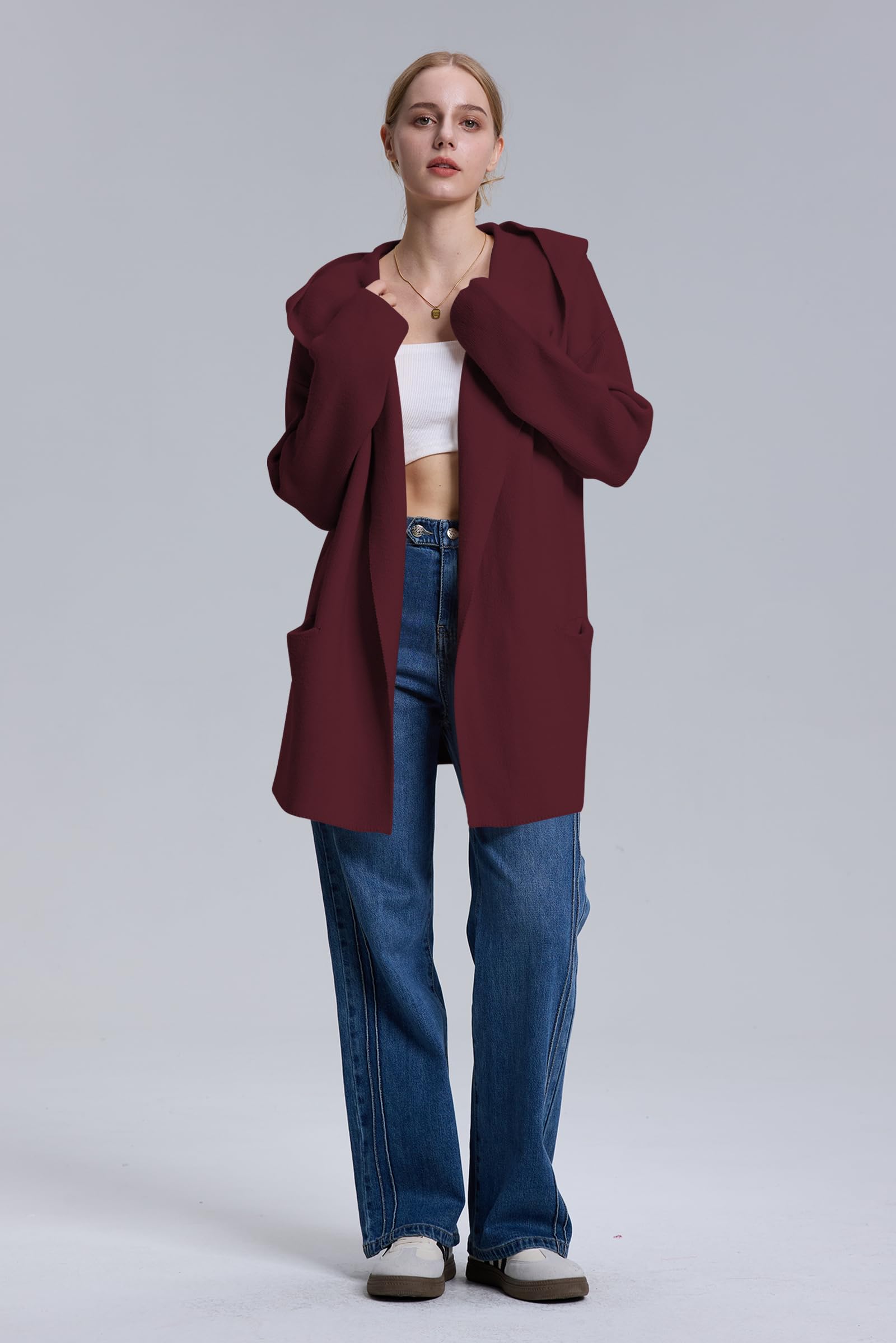Foto 7 | Suéter Tipo Cárdigan Cakulo Ruby, Largo, Con Capucha, De Gran Tamaño, 2024, Mujer - Venta Internacional.