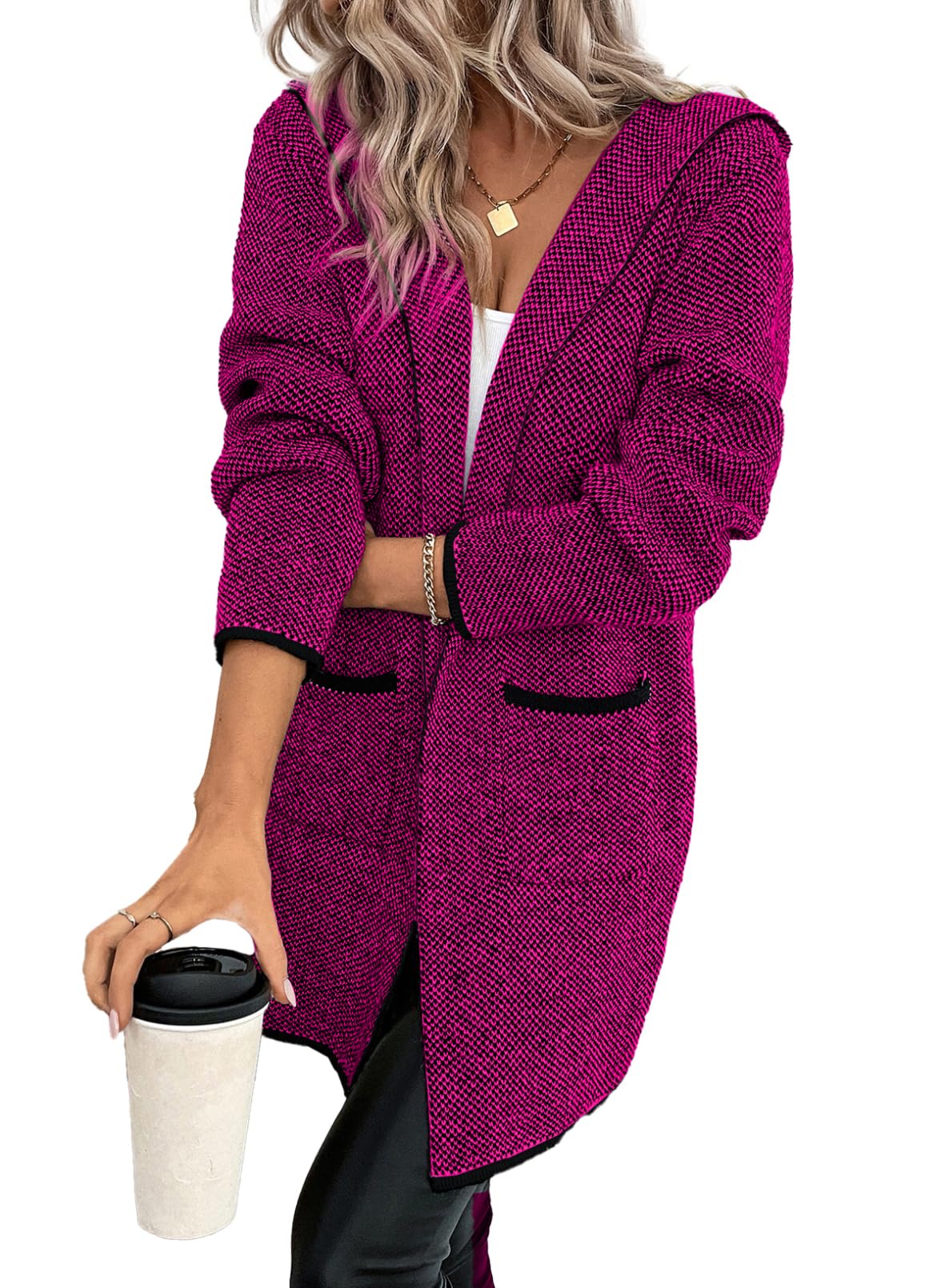 Foto 2 pulgar | Suéter Tipo Cárdigan Sidefeel Otoño 2024 Con Parte Delantera Abierta Para Mujer - Venta Internacional.