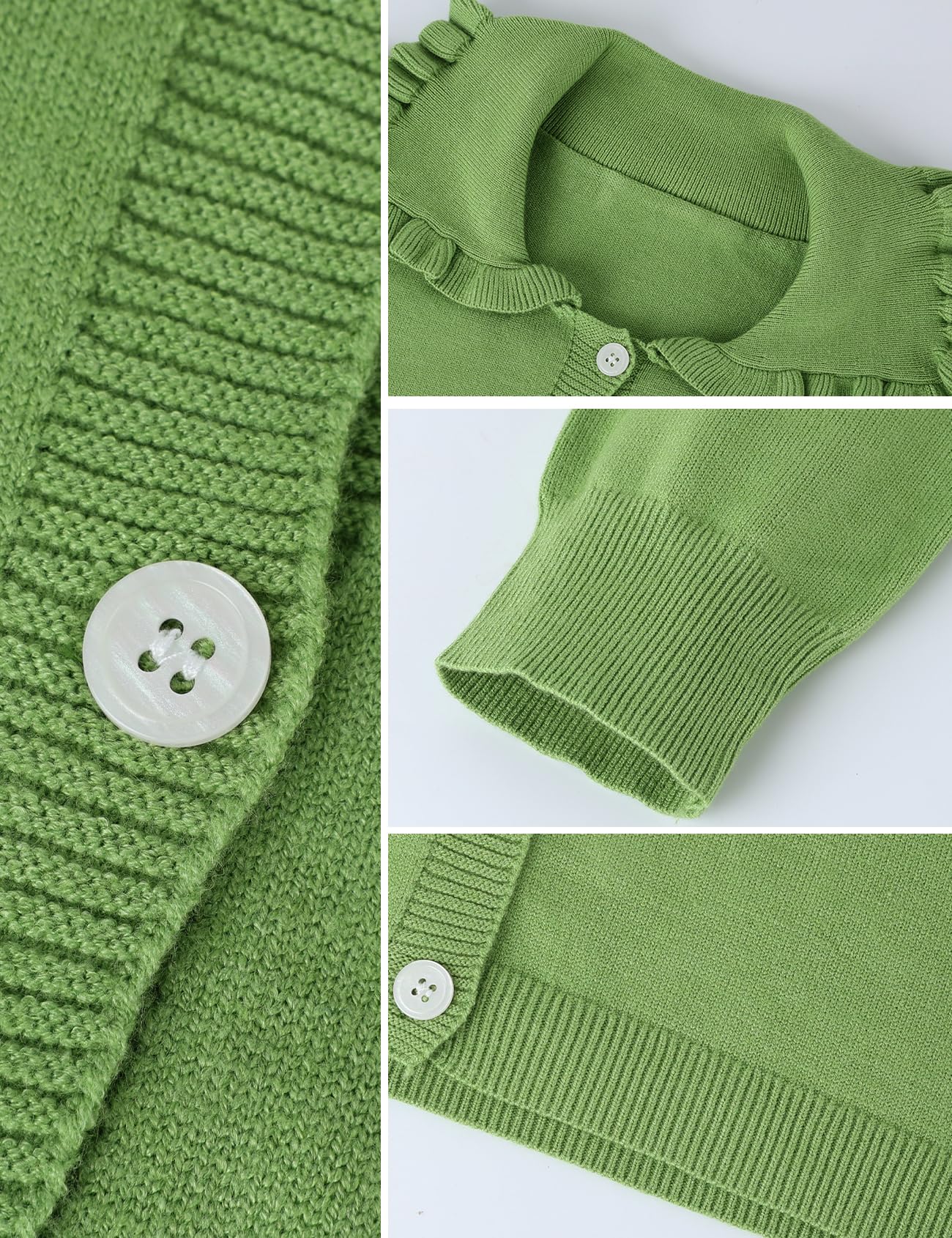 Foto 7 pulgar | Jersey Tipo Cárdigan Yimoon Con Cuello Con Volantes, Color Verde, Para Mujer - Venta Internacional.