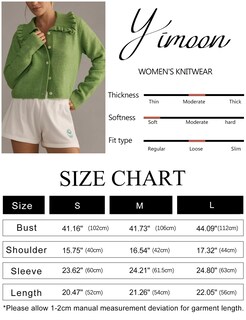 Foto 7 | Jersey Tipo Cárdigan Yimoon Con Cuello Con Volantes, Color Verde, Para Mujer - Venta Internacional.