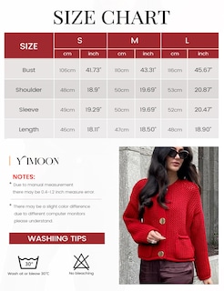 Foto 6 | Jersey Tipo Cárdigan Yimoon, Corto, De Punto Grueso, Rojo Para Mujer - Venta Internacional.
