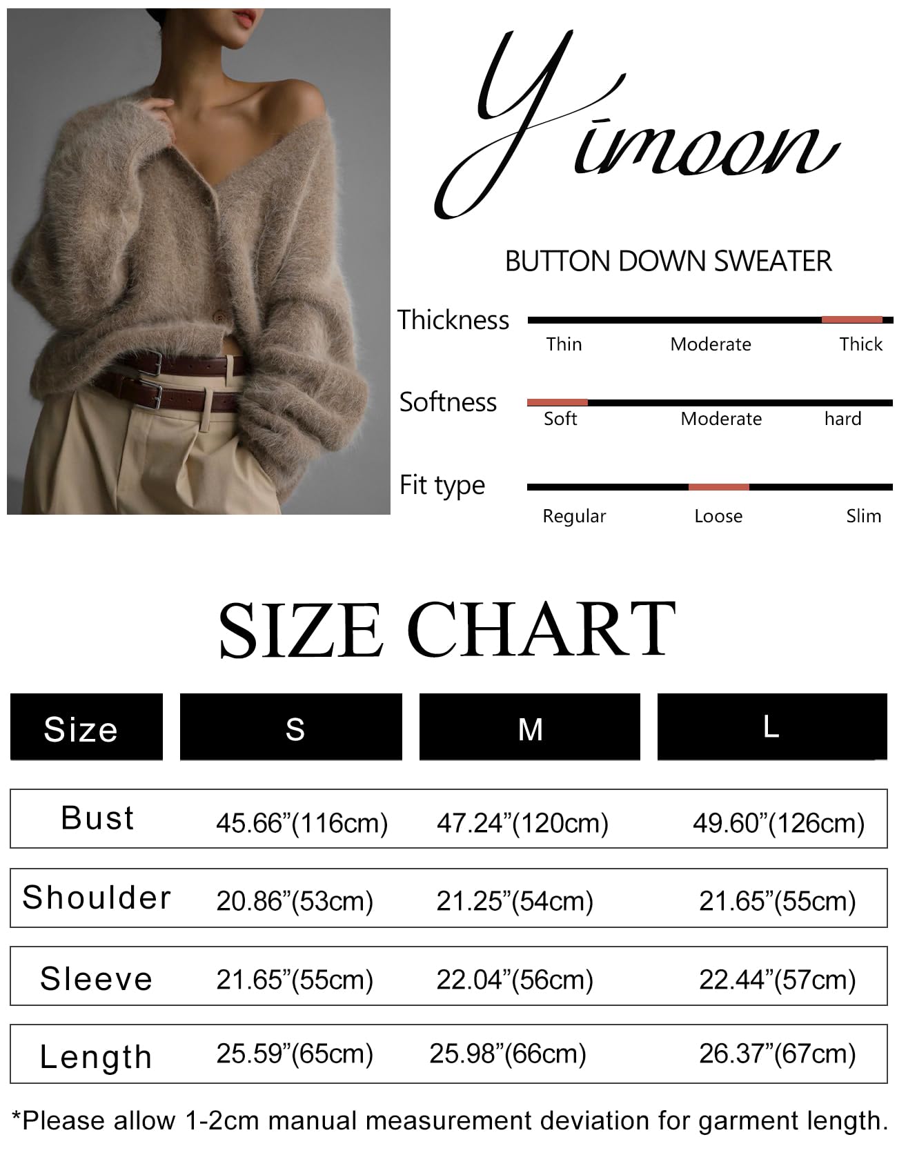Foto 8 pulgar | Jersey Tipo Cárdigan Yimoon Fuzzy Con Cuello En V Y Botones Para Mujer - Venta Internacional.