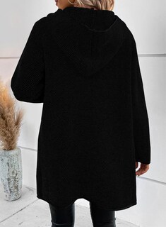 Foto 2 | Jersey Tipo Cárdigan Sidefeel Para Mujer, Parte Delantera Abierta En Contraste, Negro, L - Venta Internacional.