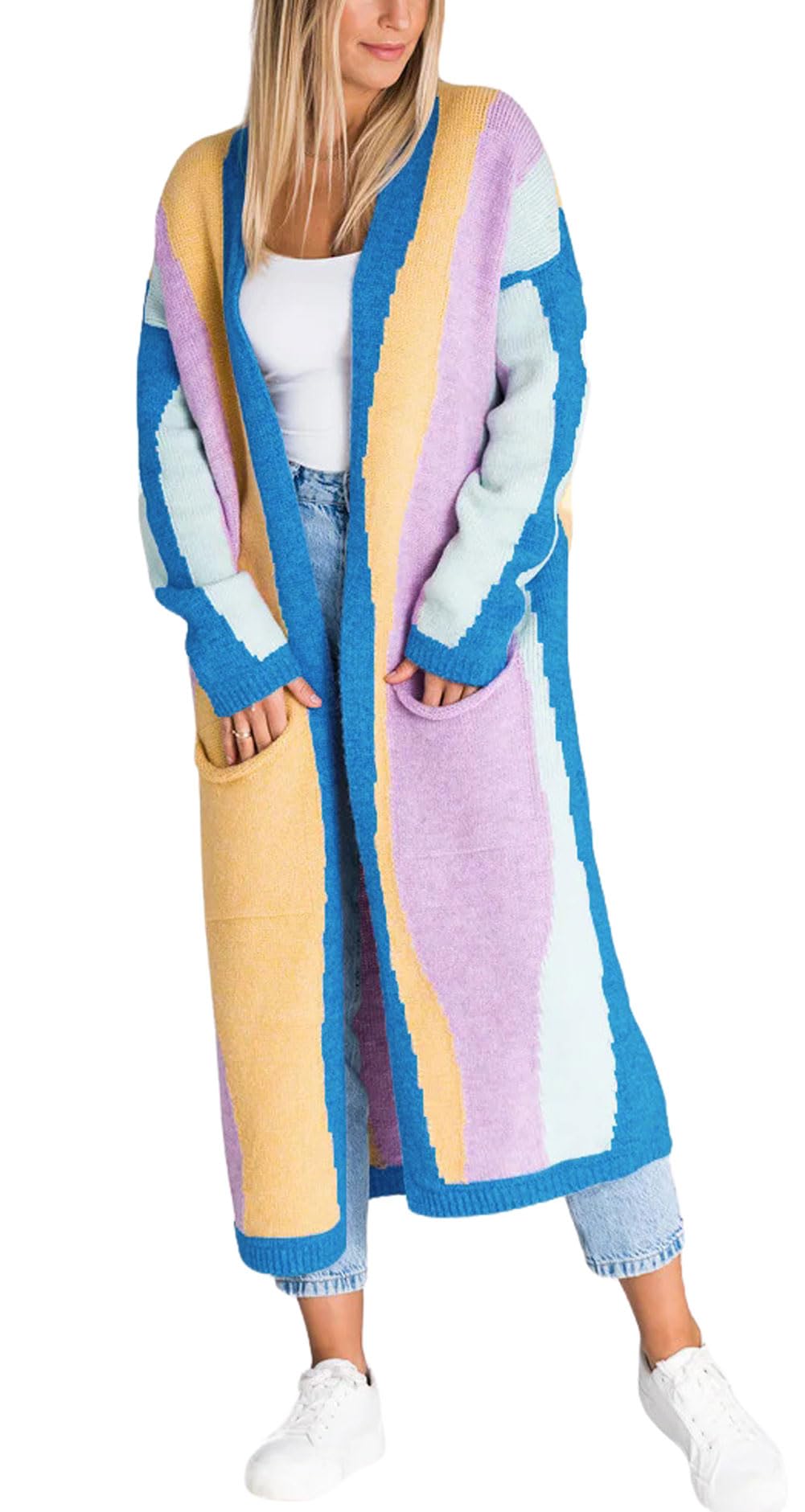 Foto 2 pulgar | Chaqueta Tipo Cárdigan Chouyatou Para Mujer, Color Azul Otoño, Talla M - Venta Internacional.