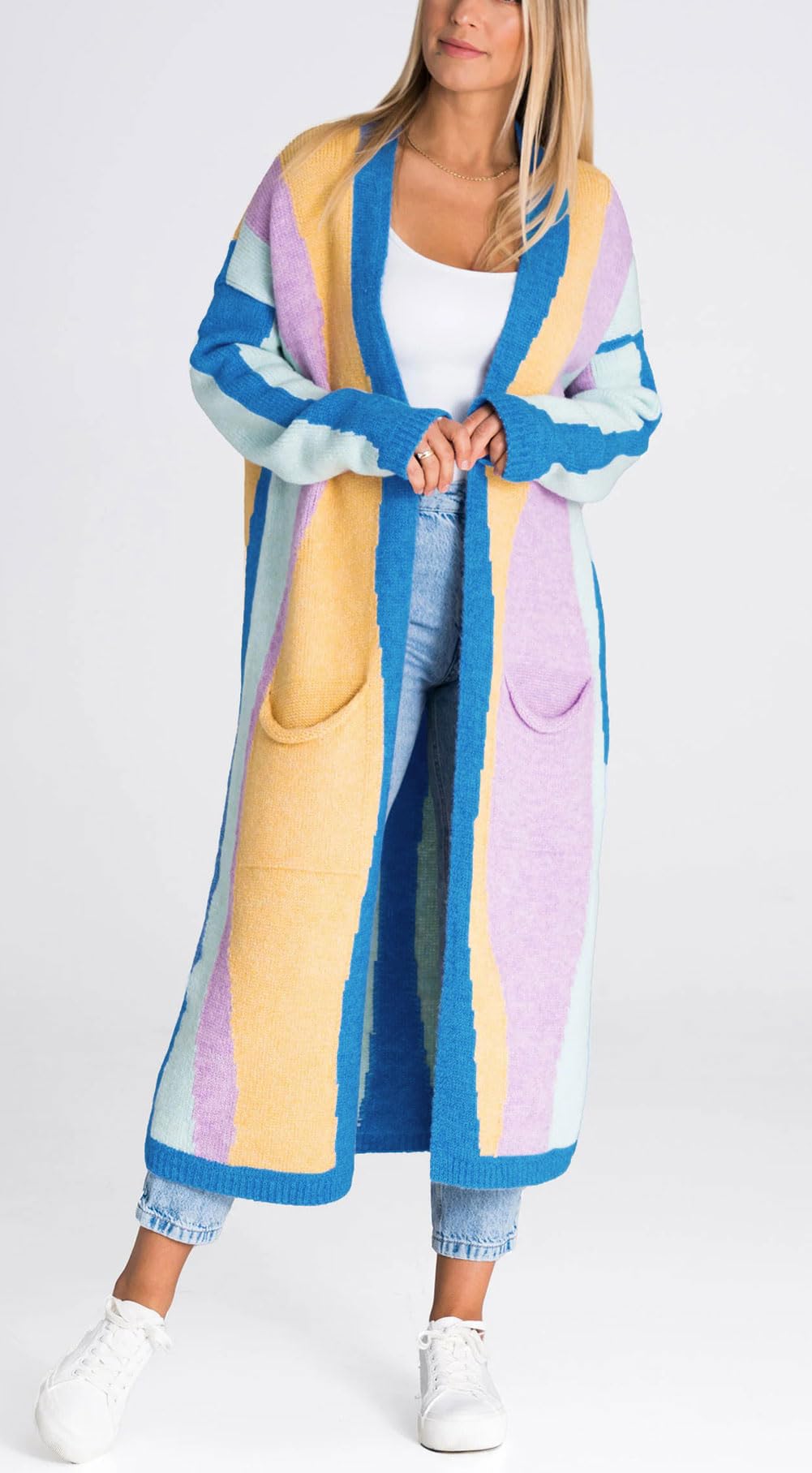 Foto 4 pulgar | Chaqueta Tipo Cárdigan Chouyatou Para Mujer, Color Azul Otoño, Talla M - Venta Internacional.