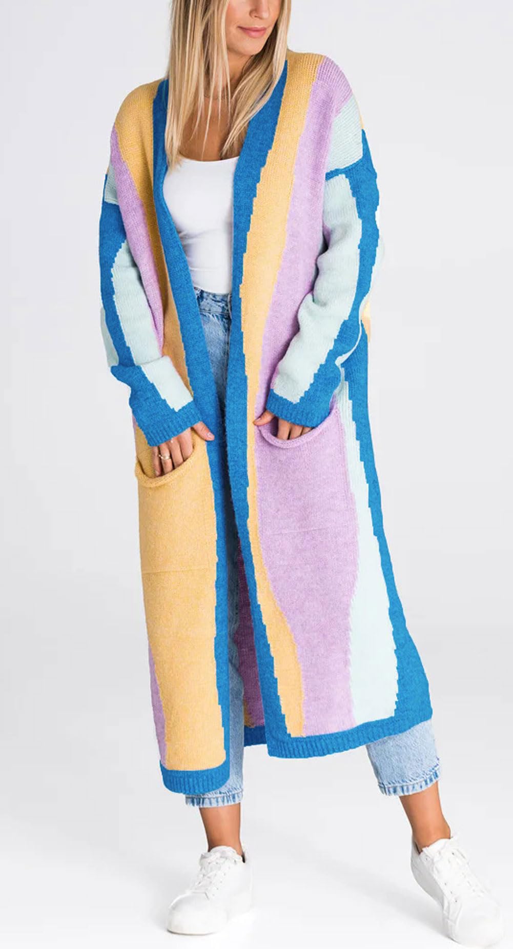 Foto 5 pulgar | Chaqueta Tipo Cárdigan Chouyatou Para Mujer, Color Azul Otoño, Talla M - Venta Internacional.