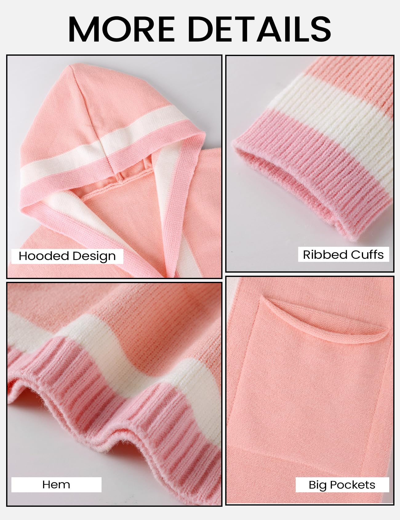 Foto 6 | Jersey Tipo Cárdigan Yimoon Con Capucha De Punto En Bloque De Colores Rosa Xl Para Mujer - Venta Internacional.