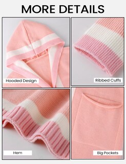 Foto 6 | Jersey Tipo Cárdigan Yimoon Con Capucha De Punto En Bloque De Colores Rosa Xl Para Mujer - Venta Internacional.
