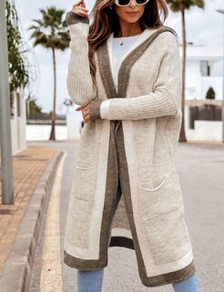 Foto 4 | Suéter Tipo Cárdigan Yimoon Color Block Con Capucha Y Frente Abierto Para Mujer - Venta Internacional.