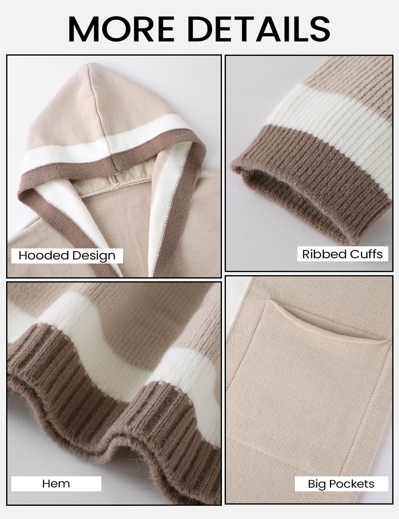 Foto 7 pulgar | Suéter Tipo Cárdigan Yimoon Color Block Con Capucha Y Frente Abierto Para Mujer - Venta Internacional.