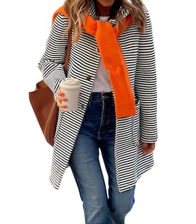 Foto 1 | Jersey Tipo Cárdigan Chouyatou Para Mujer, Color Bloque A Rayas, Negro - Venta Internacional.