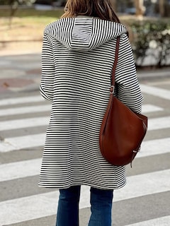 Foto 3 | Jersey Tipo Cárdigan Chouyatou Para Mujer, Color Bloque A Rayas, Negro - Venta Internacional.