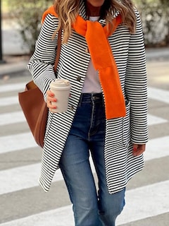 Foto 4 | Jersey Tipo Cárdigan Chouyatou Para Mujer, Color Bloque A Rayas, Negro - Venta Internacional.