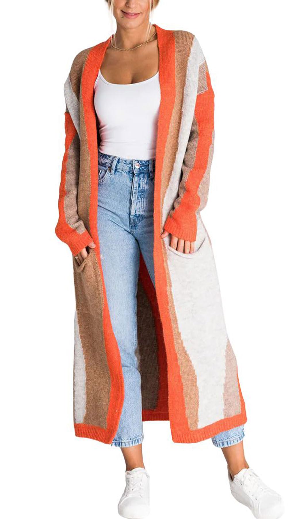 Foto 2 pulgar | Chaqueta Tipo Cárdigan Para Mujer, Chouyatou, Color Naranja - Venta Internacional.