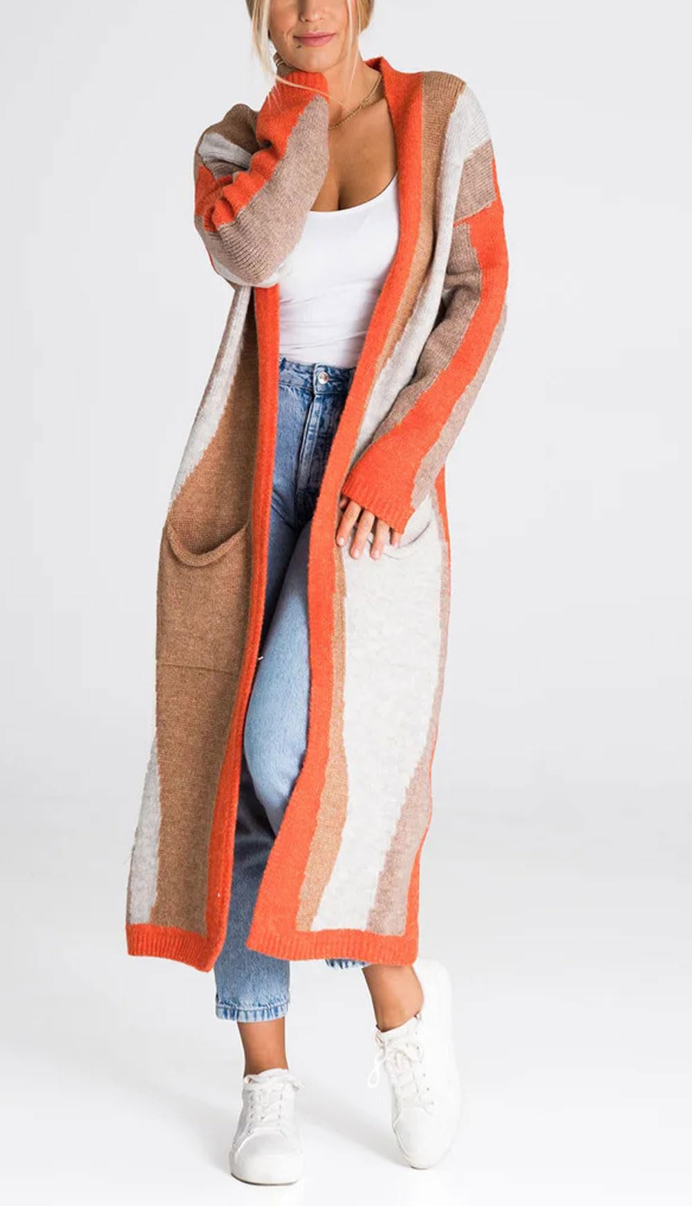 Foto 4 pulgar | Chaqueta Tipo Cárdigan Para Mujer, Chouyatou, Color Naranja - Venta Internacional.