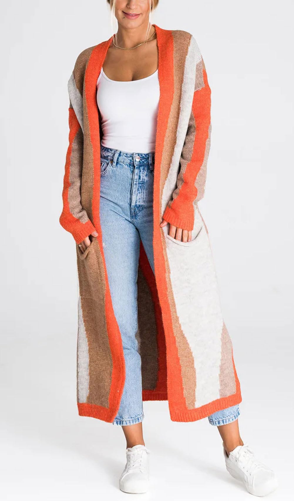 Foto 5 pulgar | Chaqueta Tipo Cárdigan Para Mujer, Chouyatou, Color Naranja - Venta Internacional.