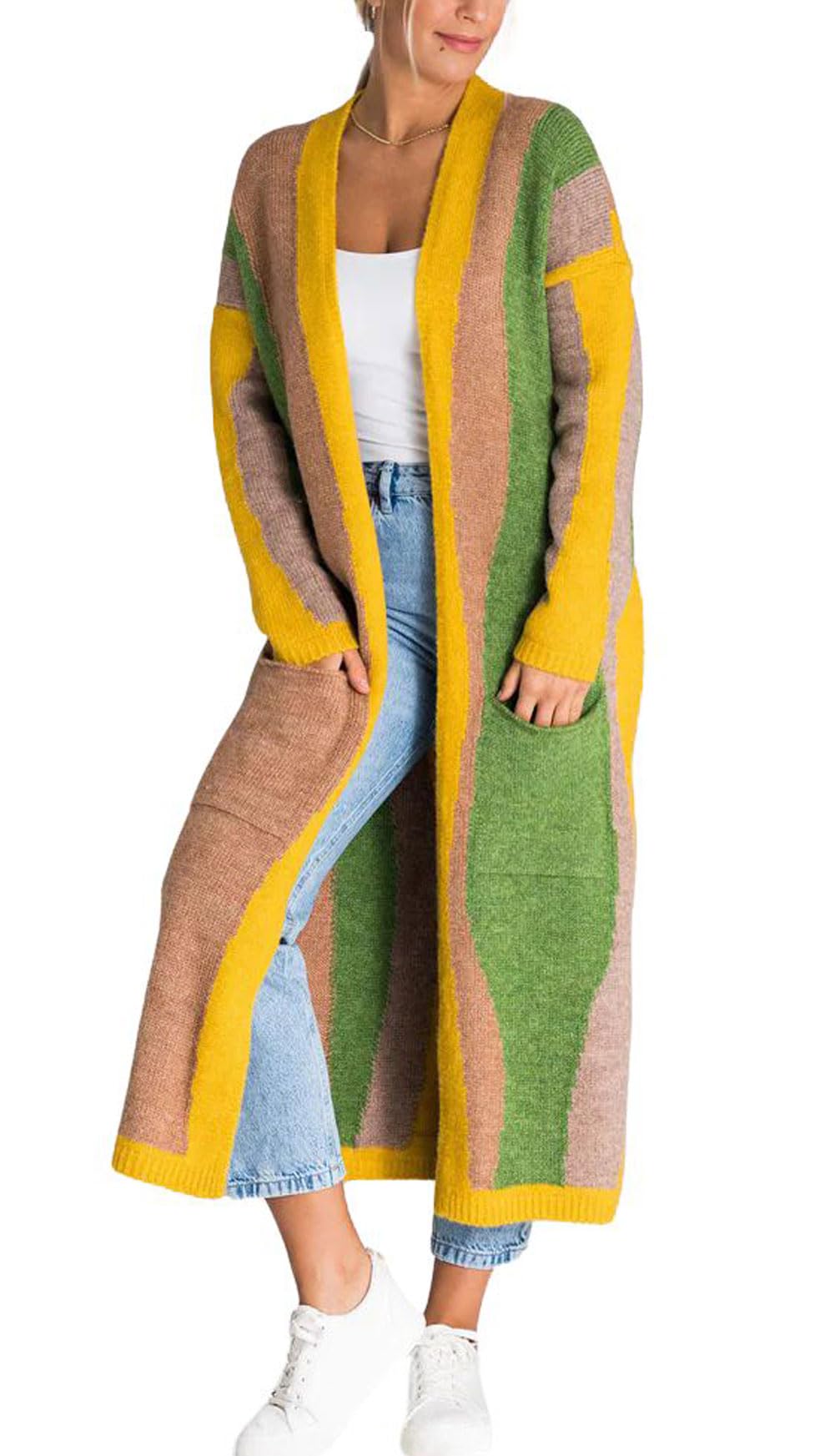 Foto 2 pulgar | Chaqueta Tipo Cárdigan Para Mujer, Chouyatou, Color Verde Bloque - Venta Internacional.