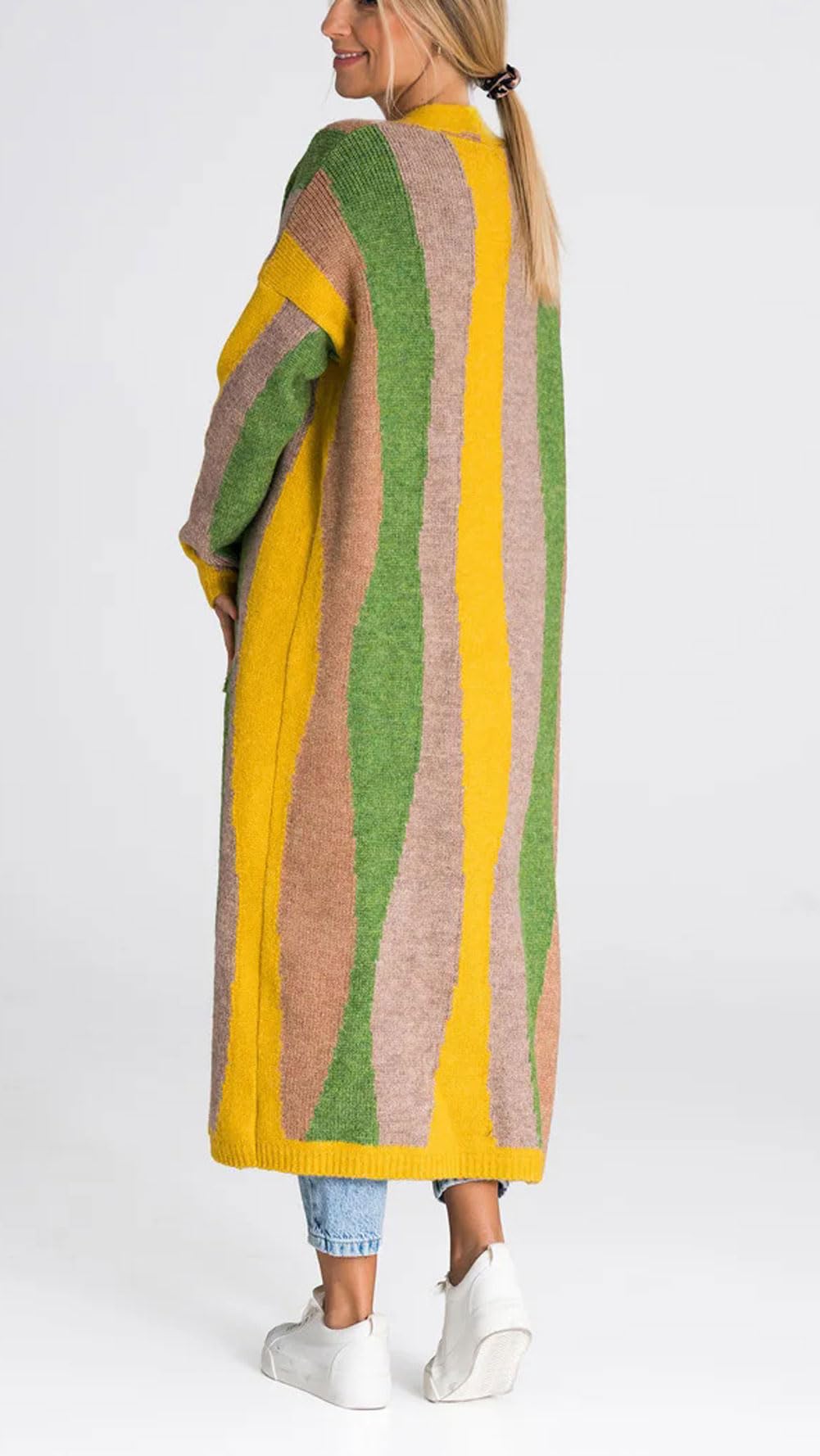 Foto 3 pulgar | Chaqueta Tipo Cárdigan Para Mujer, Chouyatou, Color Verde Bloque - Venta Internacional.