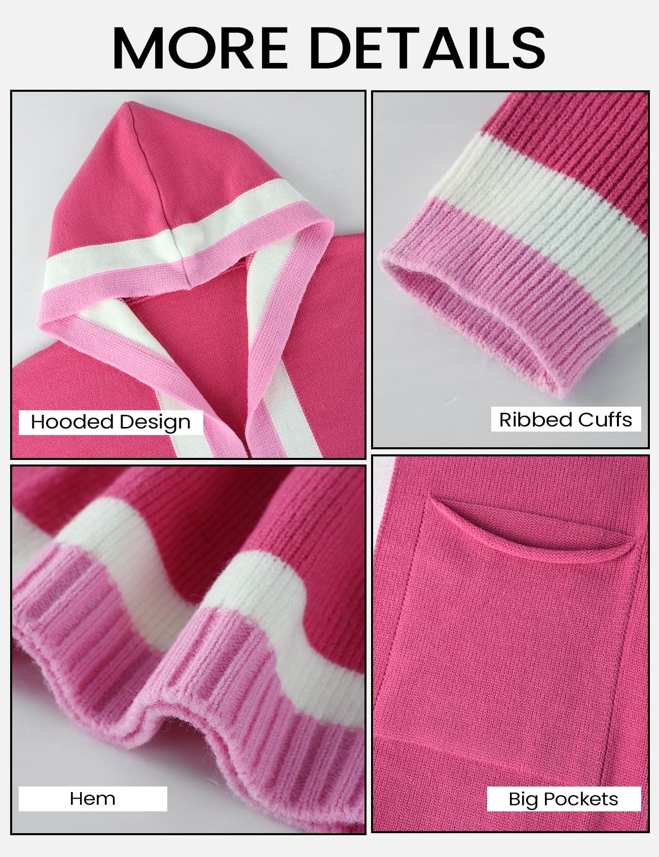 Foto 7 pulgar | Jersey Tipo Cárdigan Yimoon Color Block Con Capucha En La Parte Delantera Abierta, Rosa - Venta Internacional.