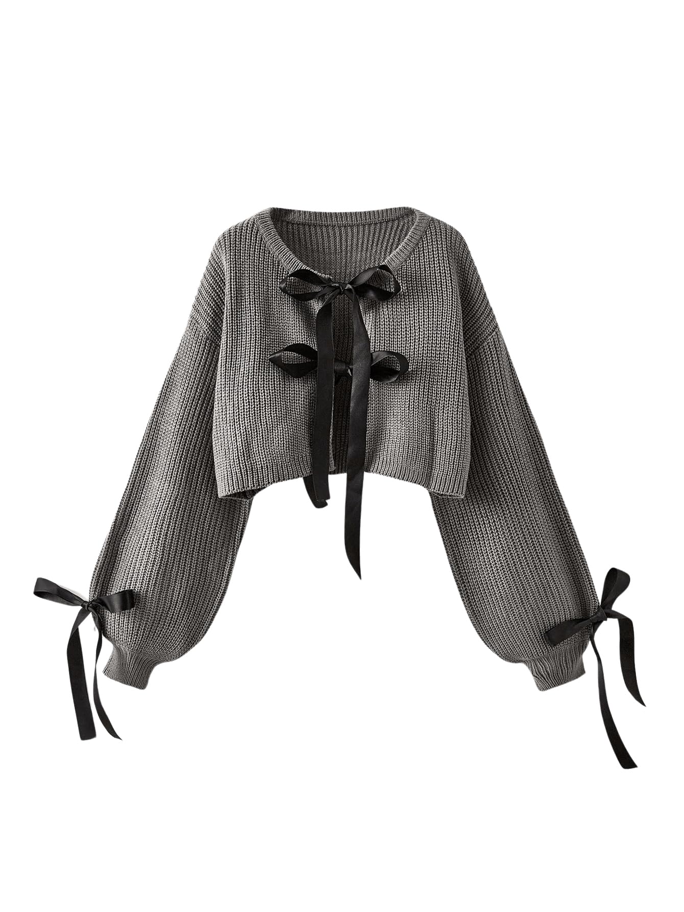 Foto 2 pulgar | Jersey Tipo Cárdigan Verdusa Para Mujer Con Pajarita Tejida En Color Crema Y Gris - Venta Internacional.