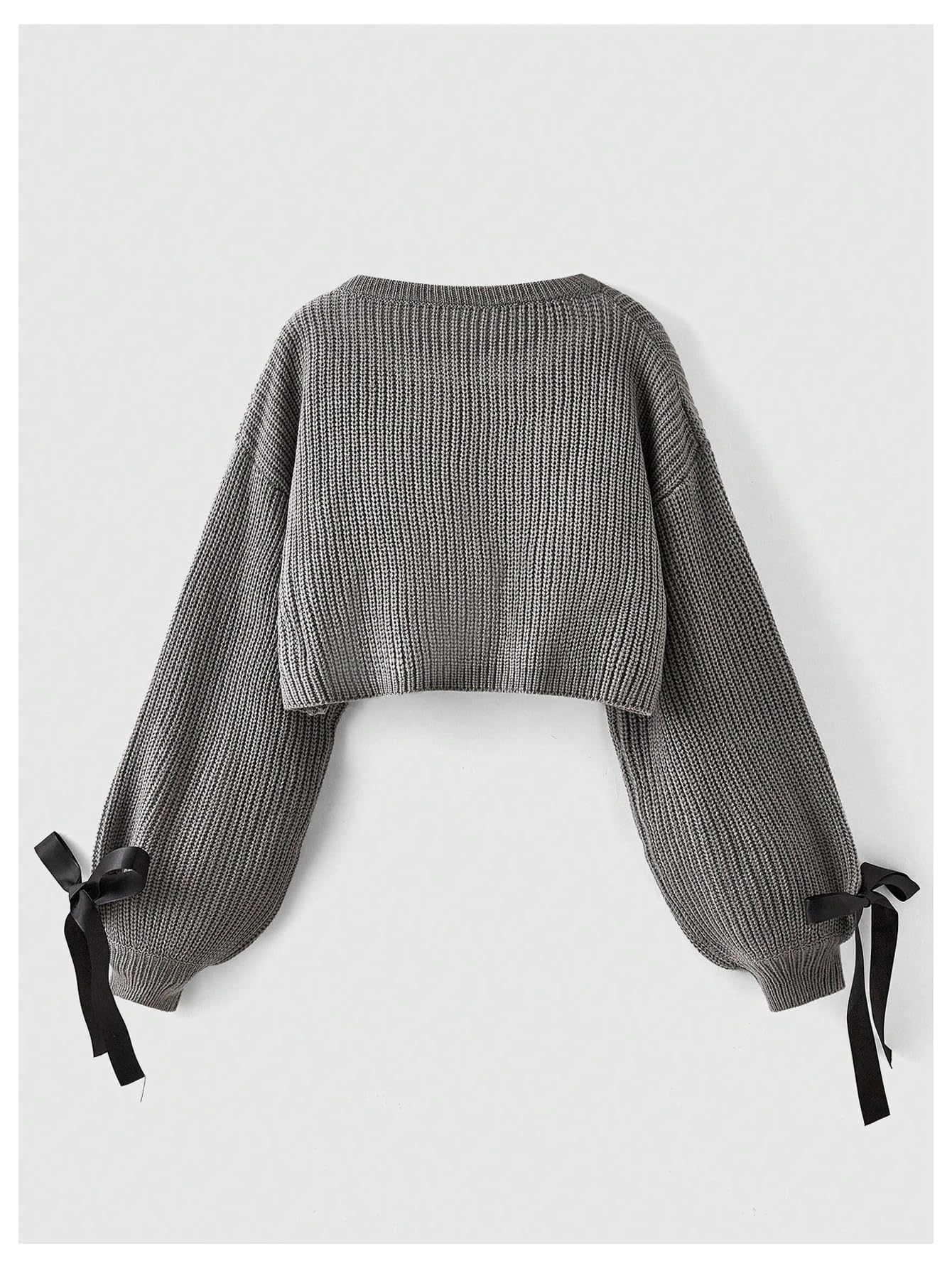 Foto 2 | Jersey Tipo Cárdigan Verdusa Para Mujer Con Pajarita Tejida En Color Crema Y Gris - Venta Internacional.