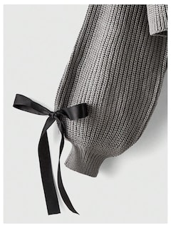 Foto 4 | Jersey Tipo Cárdigan Verdusa Para Mujer Con Pajarita Tejida En Color Crema Y Gris - Venta Internacional.