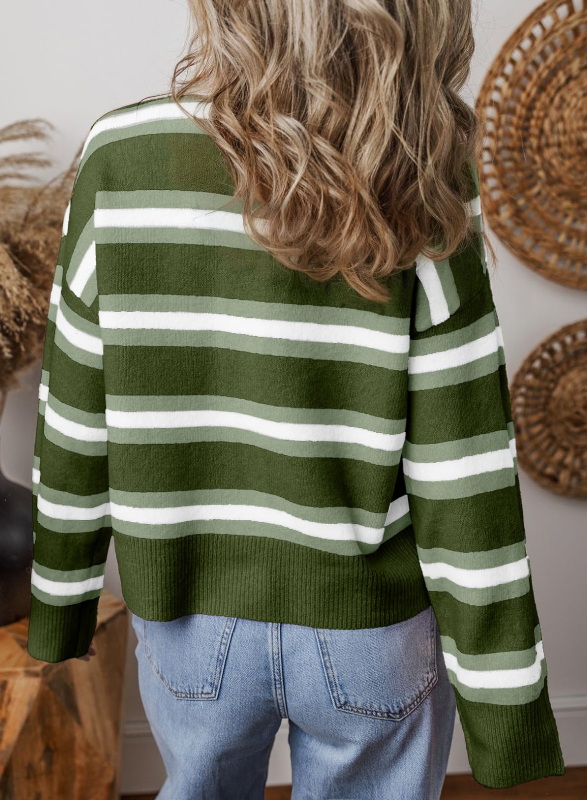 Foto 2 | Cárdigan Evaless, Moderno Y Ligero, Para Mujer, Con Rayas Verdes - Venta Internacional.